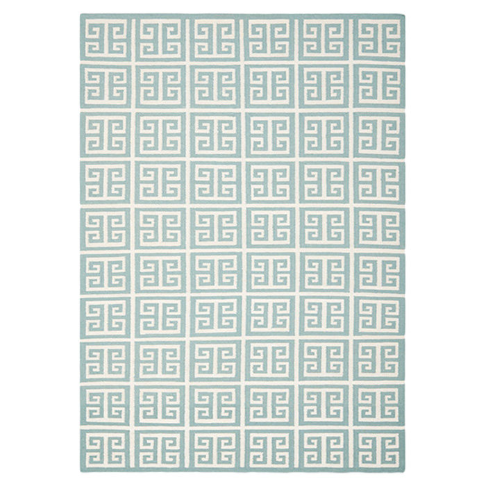 Rodgers Hand Woven Flat Weave Banana Silk/Wool/Cotton Geometric Rug in Ivory/Blue
