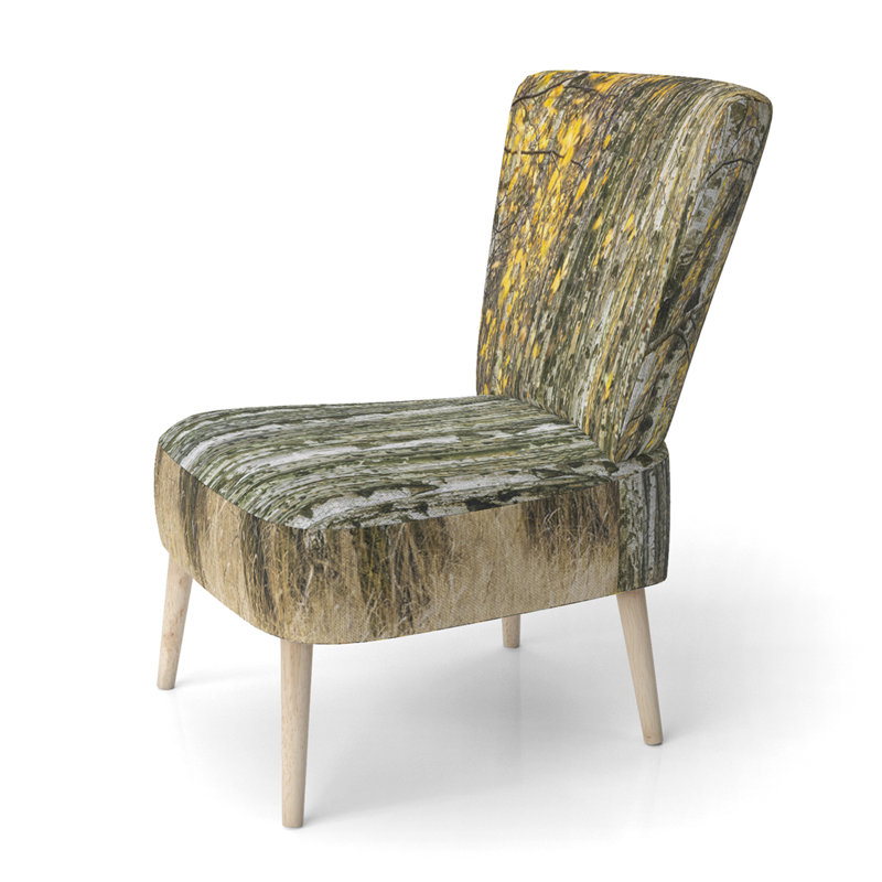 Accent Chair, Beige Floral Pattern Upholstered Decor - Beige Floral Pattern II, Yellow