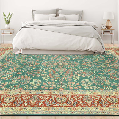 Tapis vert noué à la main de haute qualité