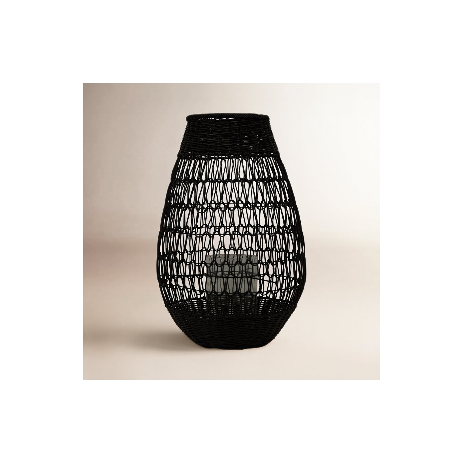 Lieb Rattan Tabletop Lantern, 27" H x 15" W x 15" D
