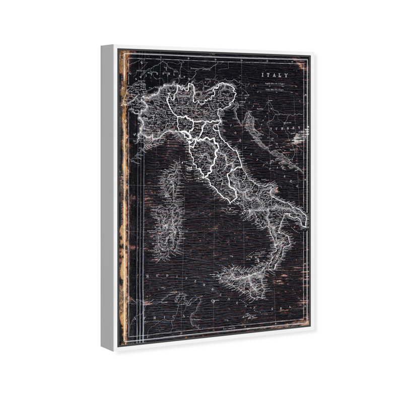 « map of italie 1873 », impression sur toile, H 16 po x l 24 po, Cadre blanc