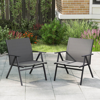 Ensemble de 2 chaises de patio avec tissu en filet respirant et structure en métal d'une capacité de 350 lb