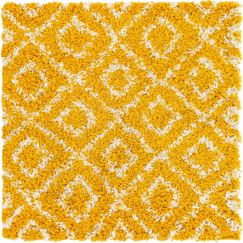 Tapis à poils longs Foundry Select Ruth Trellis - jaune, Carré 4 pi
