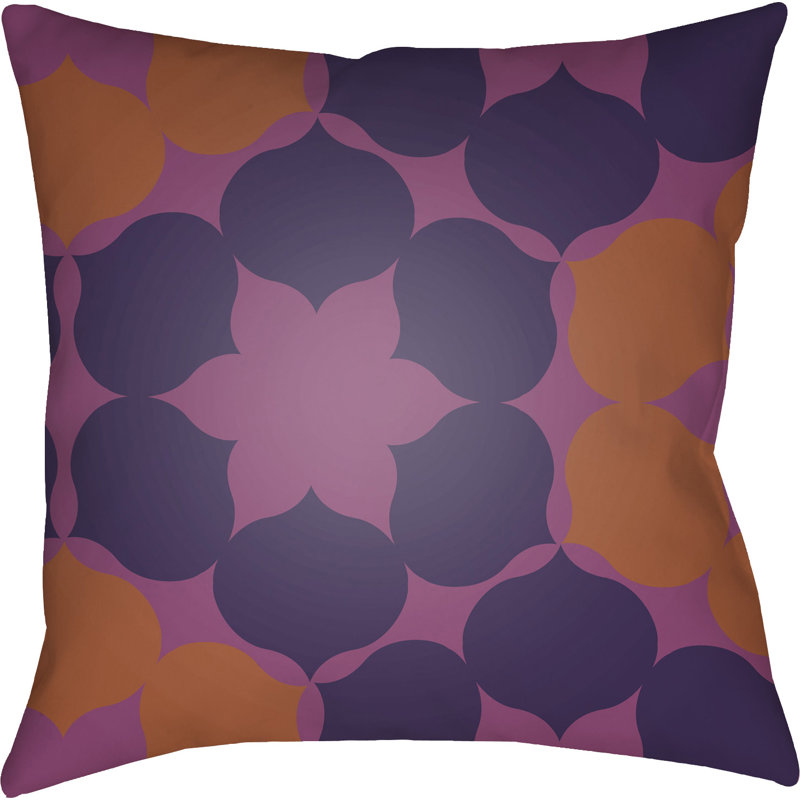 Moderne Geometric Throw Pillow, 18" H x 18" W x 4" D, Purple/Orange