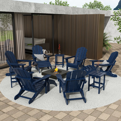 Shaunna Plastic Adirondack Chair with Table and Ottoman