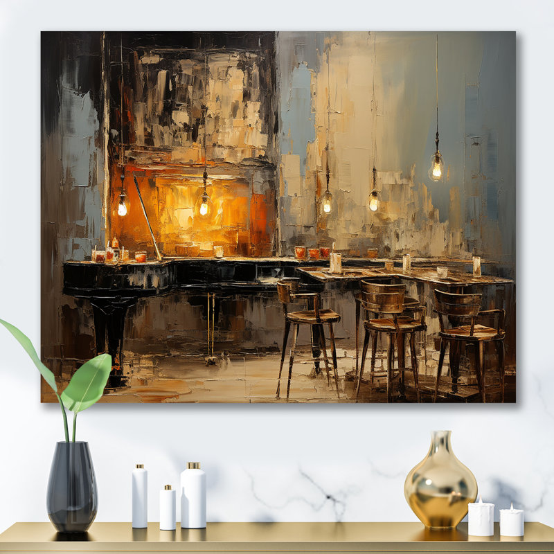 Rétro Sonate de Pinao dans Jazz Café I - musique Jazz Art mural, Toile tendue, H 30 po x l 40 po x P 1,5 po