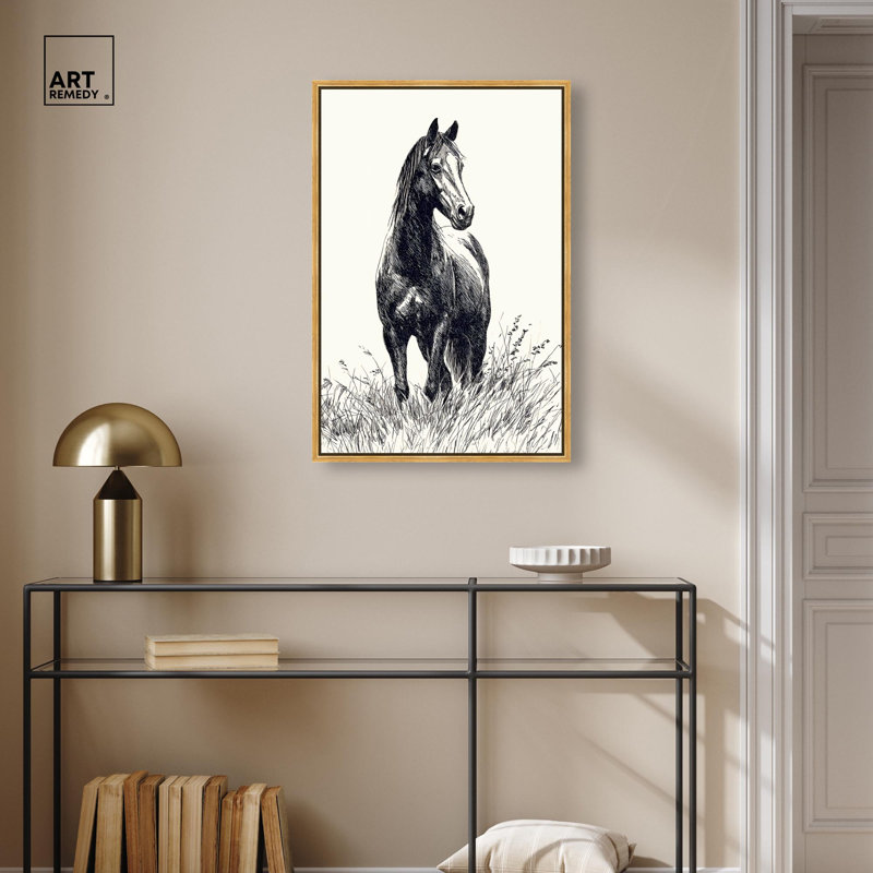 "Grassy Steed IV", impression sur toile par Art Remedy, cadre doré, 20 x 30, H 31 po x l 21 po, Encadrement doré