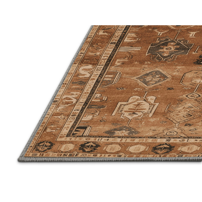 Tapis brun turc lavable à la machine, Rectangle 5 pi x 7 pi