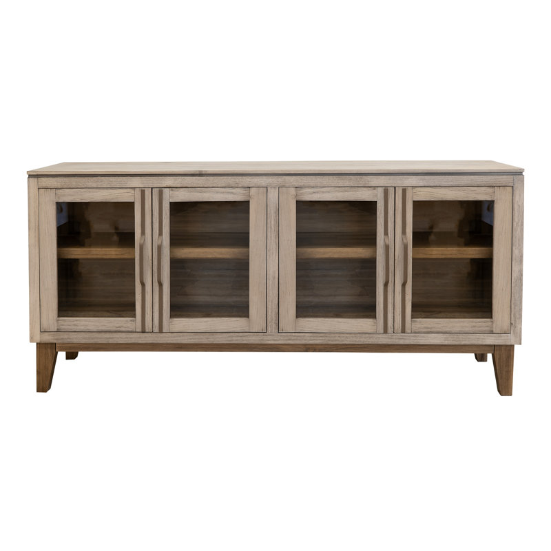 Console à 4 portes en verre avec poignée en métal