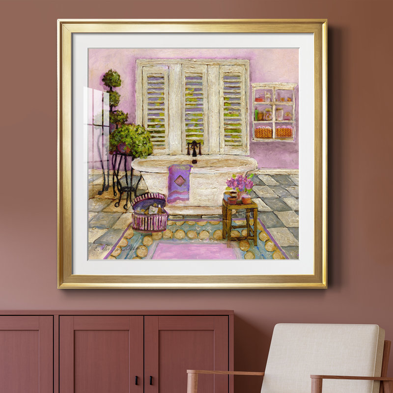 Sunny Day Bath I - peinture encadrée, H 34,5 po x l 34,5 po x P 1,5 po, Papier encadré doré