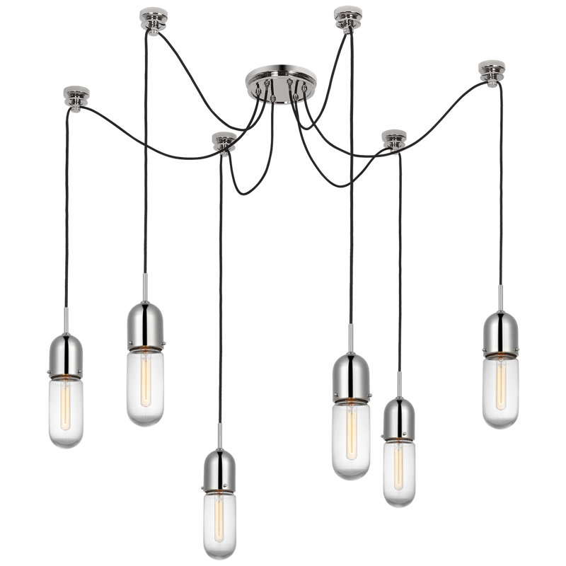 Junio 6 - Light Chandelier, Clear, Polished Nickel