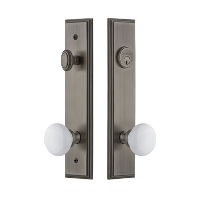 Carré Tall Plate Complete Entry Set with Single Cylinder Deadbolot and Hyde Park Knob
