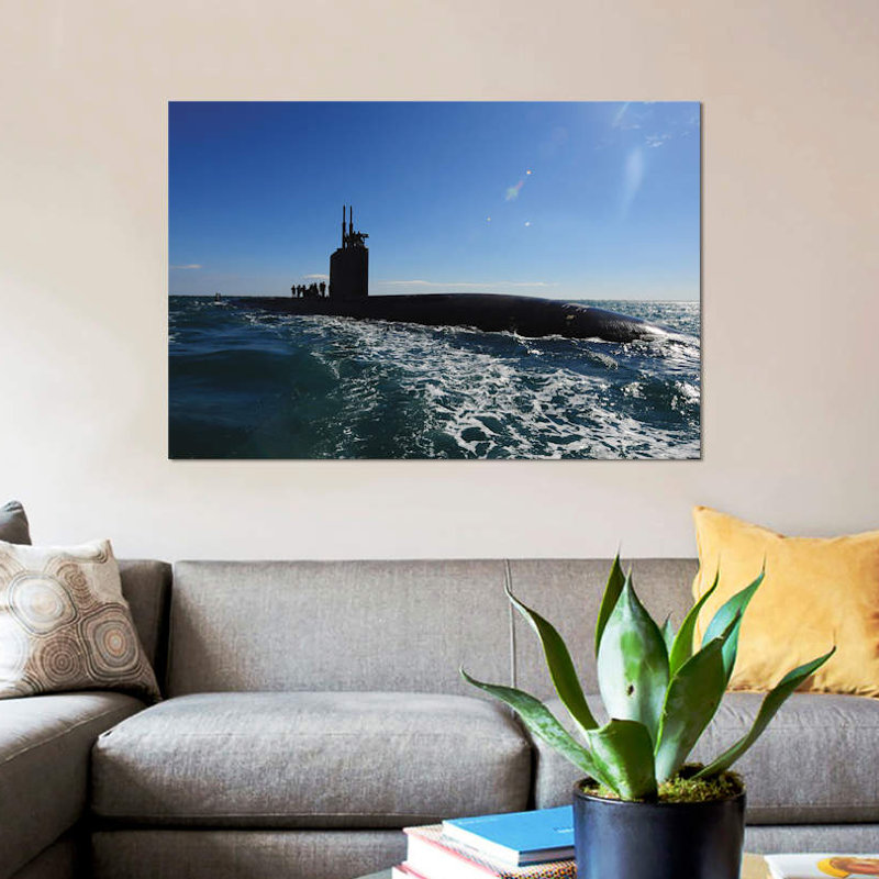 " Attack Submarine USS Scranton Pulls Into Augusta Bay " by Stocktrek Images, 8" H x 12" W x 0.75" D, Wrapped Canvas, No Mat