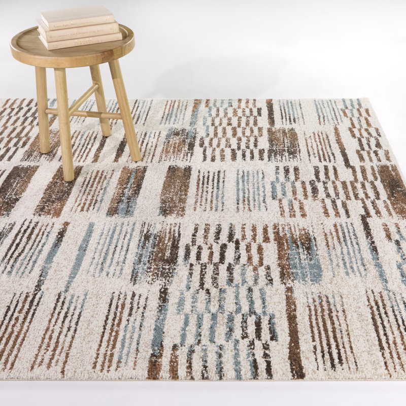 Belli Cream Modern Geometric Area Rug, Rectangle 7'10" x 10'