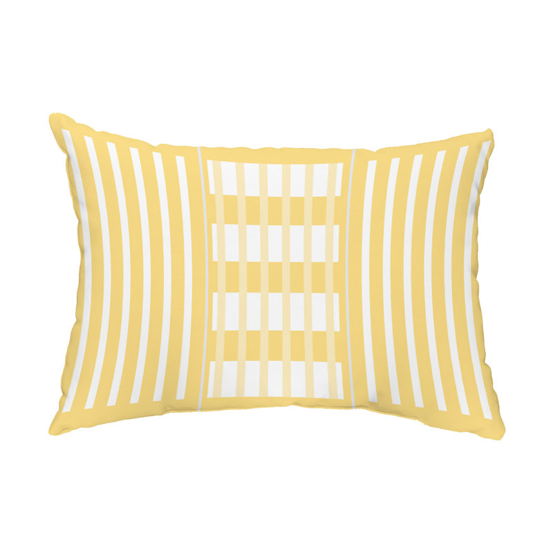 Striped Outdoor Reversible Throw Pillow, Yellow