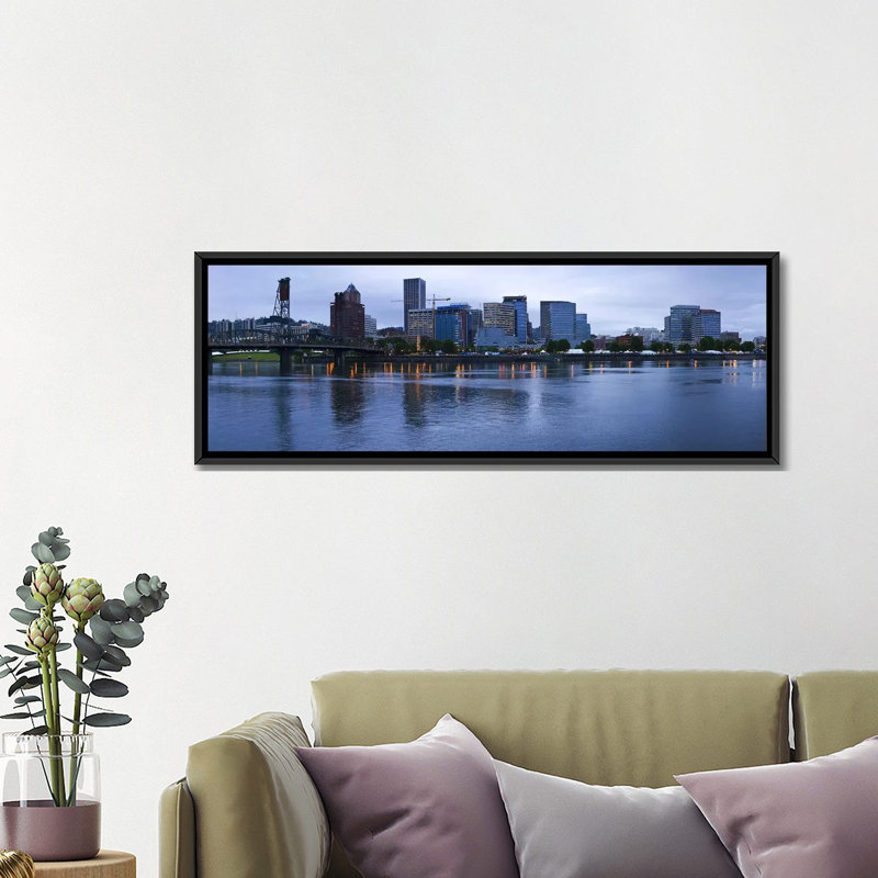 « willamette river, portland, multnomah county, oregon », reproduction de photo sur toile, H 12 po x l 36 po x P 1,5 po