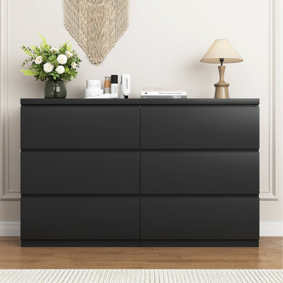 6 Drawer Storage Cabinet ,Dresser, Wood Storage Tower Clothes Organizer, Wide Chest Of 6 Drawers, Large Storage Space For Bedroom, Hallway, Entryway L