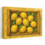 Art contemporain contemporain abstrait citrons jaunes dans une caisse en bois-626895151