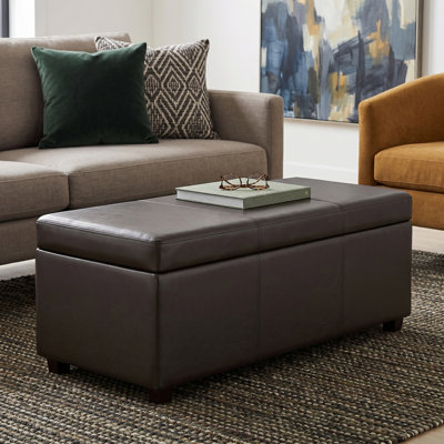 Avalon 44"W Upholstered Contemporary Rectangular Lift-Top Storage Ottoman with Hidden Storage
