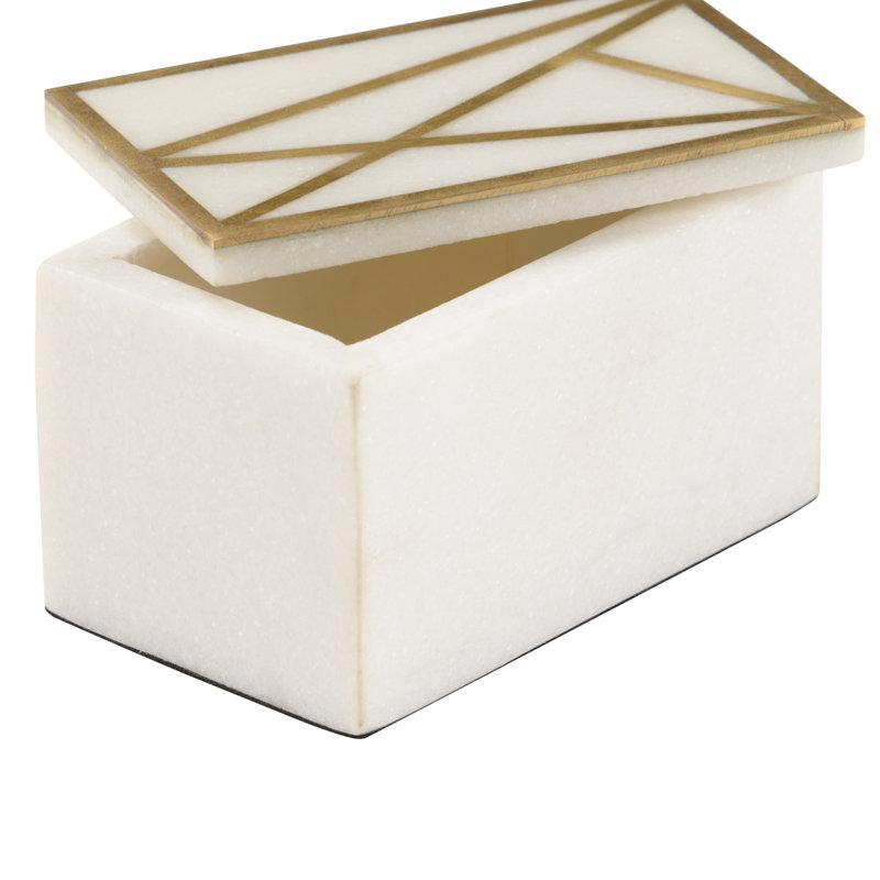 Genesis Alabaster Decorative Box, 3" H x 5" W x 3" D