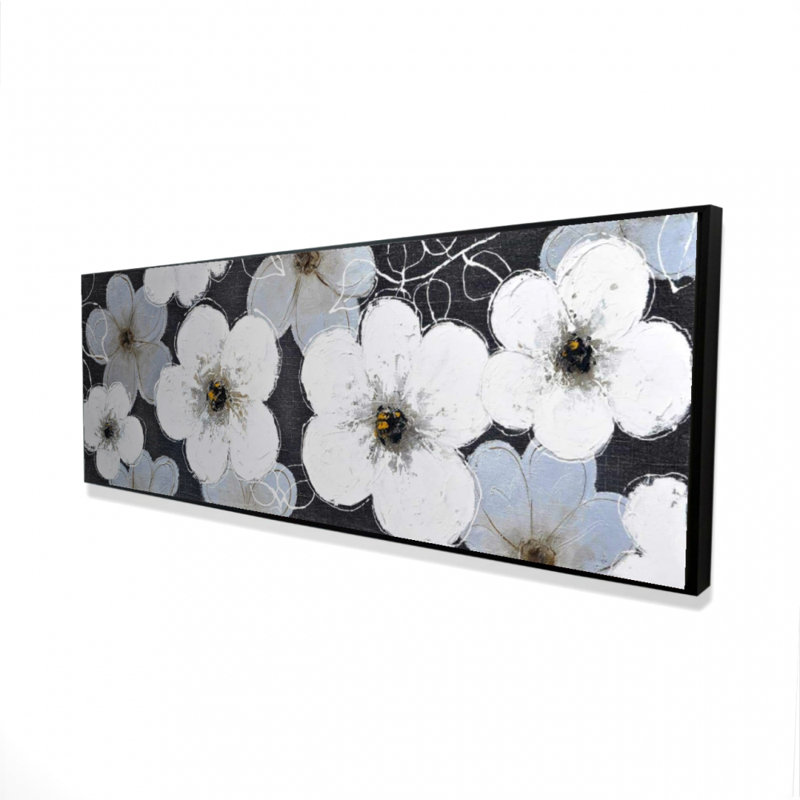 Gray flowers - Bedroom Gray Framed Canvas for Home Decor