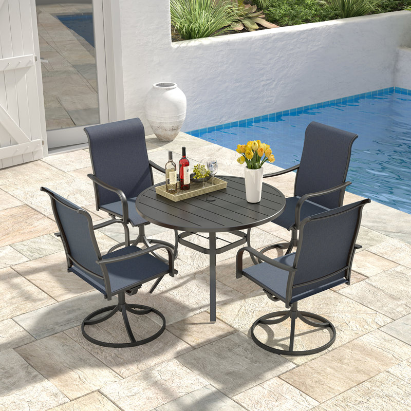 Ensemble de salle à manger 4 personnes 41 po avec chaises pivotantes, Bleu