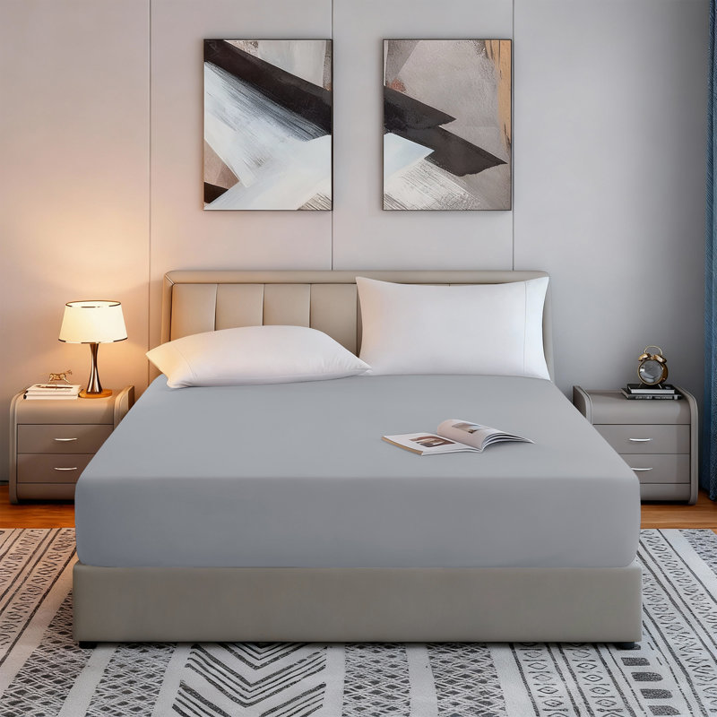 Tanvish Luxury Microfiber Fitted Sheet - 40 cm Deep Pocket, Ultra-Soft - Wrinkle-Free and Easy Care, Single (3'), Silver