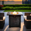 Steel Outdoor Fire Pit Table, Square Propane Fire Pits With Lid & Rocks