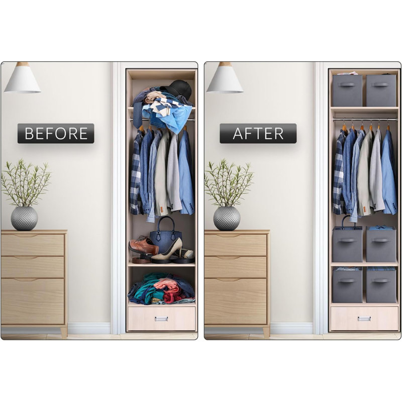 Sorbus 11 Inch Foldable Fabric Storage Cube Bin with Handle - for Organizing Home, Closet, Bedroom, Playroom, and More, Single, Gray