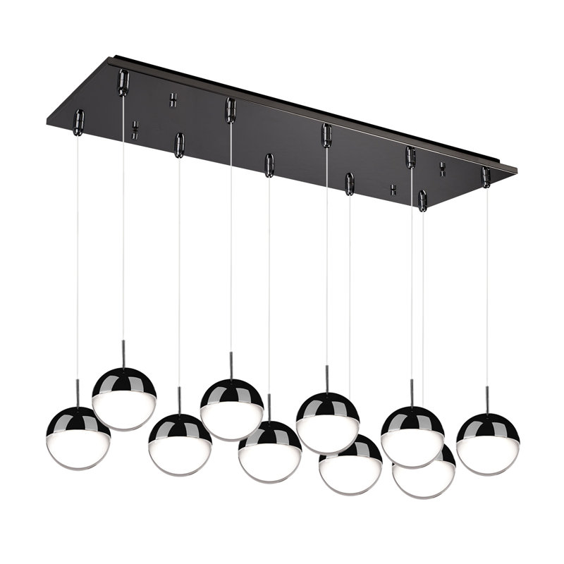 Pluto LED Pendant, Black Chrome, 10 Lights, 86 W