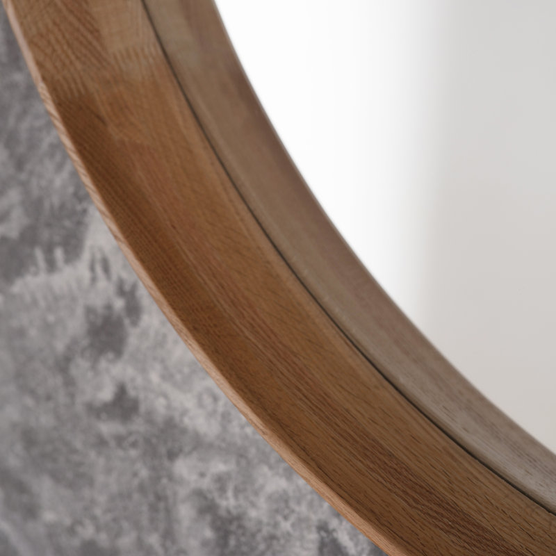 Carles Wood Flat Wall Mirror, 100 cm H x 100 cm W, Oak