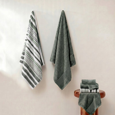 Ensemble de serviettes réversibles en fils de jacquard réversible 6 pièces Modern Threads Pax - Serviettes de bain, débarbouillettes et débarbouillettes - Super absorbant et à séchage rapide