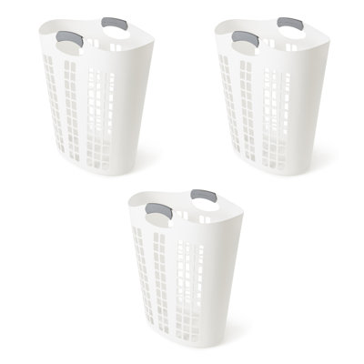 Panier à linge en plastique de 87 L Grace Living Easy Carry Flex, blanc (paquet de 3)