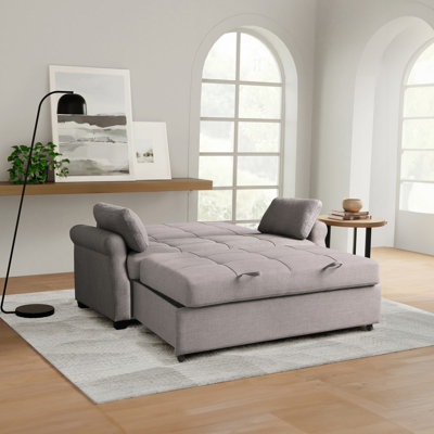 Serta Sabrina 73" Queen Rolled Arm Tufted Back Convertible Sleeper Sofa with Cushions