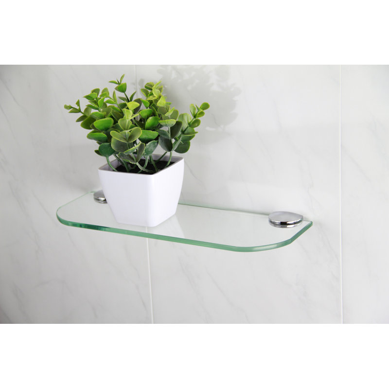 Fanni Glass Floating Shelf with Adjustable Shelves, 0.6cm H x 30cm W x 10cm D, Clear