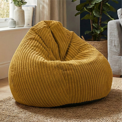 rucomfy Beanbags Large Corduroy Slouchbag - Plush Bean Bag Chair for Adults, Teens and Kids - Home Furniture Seating for Living Room or Bedroom - Machine Washable 80cm x 110cm