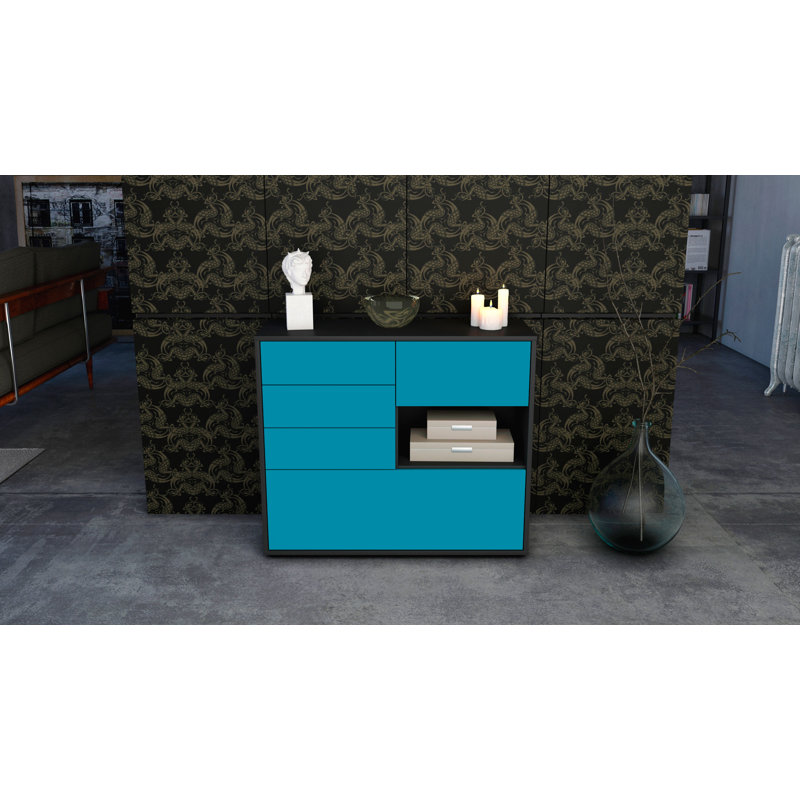 Pulaski 92cm Sideboard, Anthracite/Turquoise