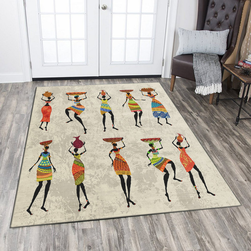 Stylish Woven Carpet (3.1 x 4.6 ft), 100% Polyester, Non-Slip Felt Dot Underside | Raschel Knitting, 0.4 in Pile Height | Machine Washable, Digital Print Design | Perfect for Living Room, Bedroom & Office Decor