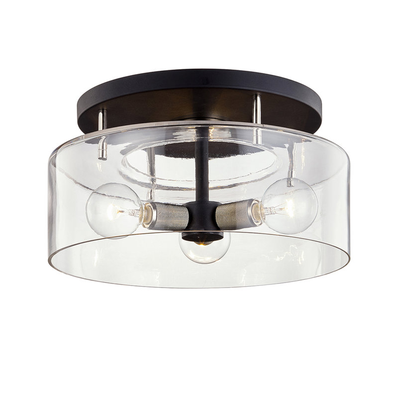 3 - Light Semi Flush Mount, Carbide Black/Polished Nickel
