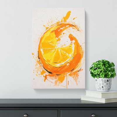 Orange Fruit Gestural - Wrapped Canvas Print