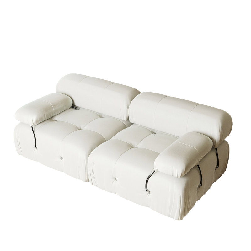 Causeuse cylindrique 69,3 po Cylar, Velours beige