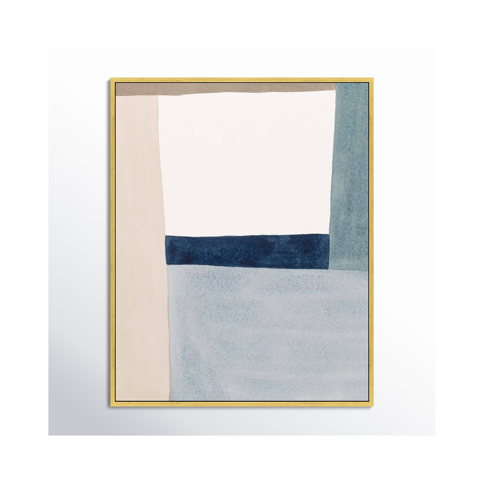 Composition In Blue 2 by Julia Balfour, Gold Framed Canvas, 20" H x 16" W x 1.38" D