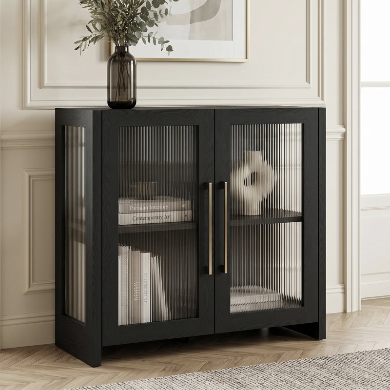 Clarkson 32" Wide Rectangular Accent Cabinet, Black Grain