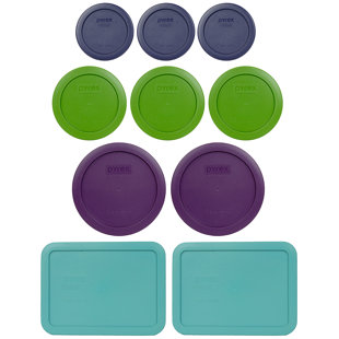 Pyrex 7202-PC bleu, 7200-PC gazon vert, 7201-PC mauve, 7210-PC turquoise couvercle