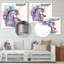 Décoration murale mignonne en forme de licorne entourée de fleurs III-87827190