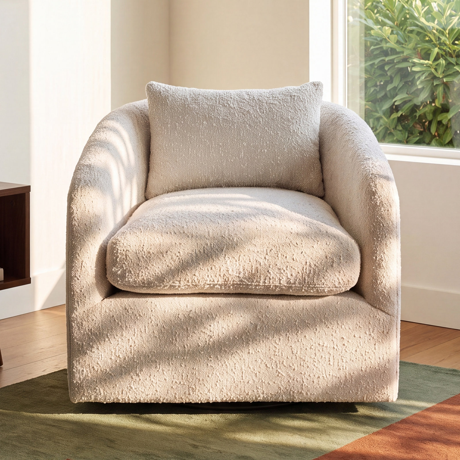 Windridge Swivel Barrel Chair, Polyester Blend, Knoll Natural