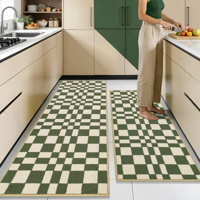 Checkerboard Stain Resistant Non Slip Kitchen Mats