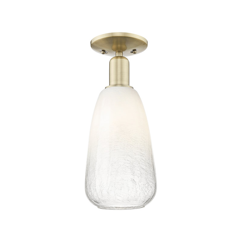 Amande Brookhaven - Chrome poli - Plafonnier semi-encastré, Clear / Antique Brass