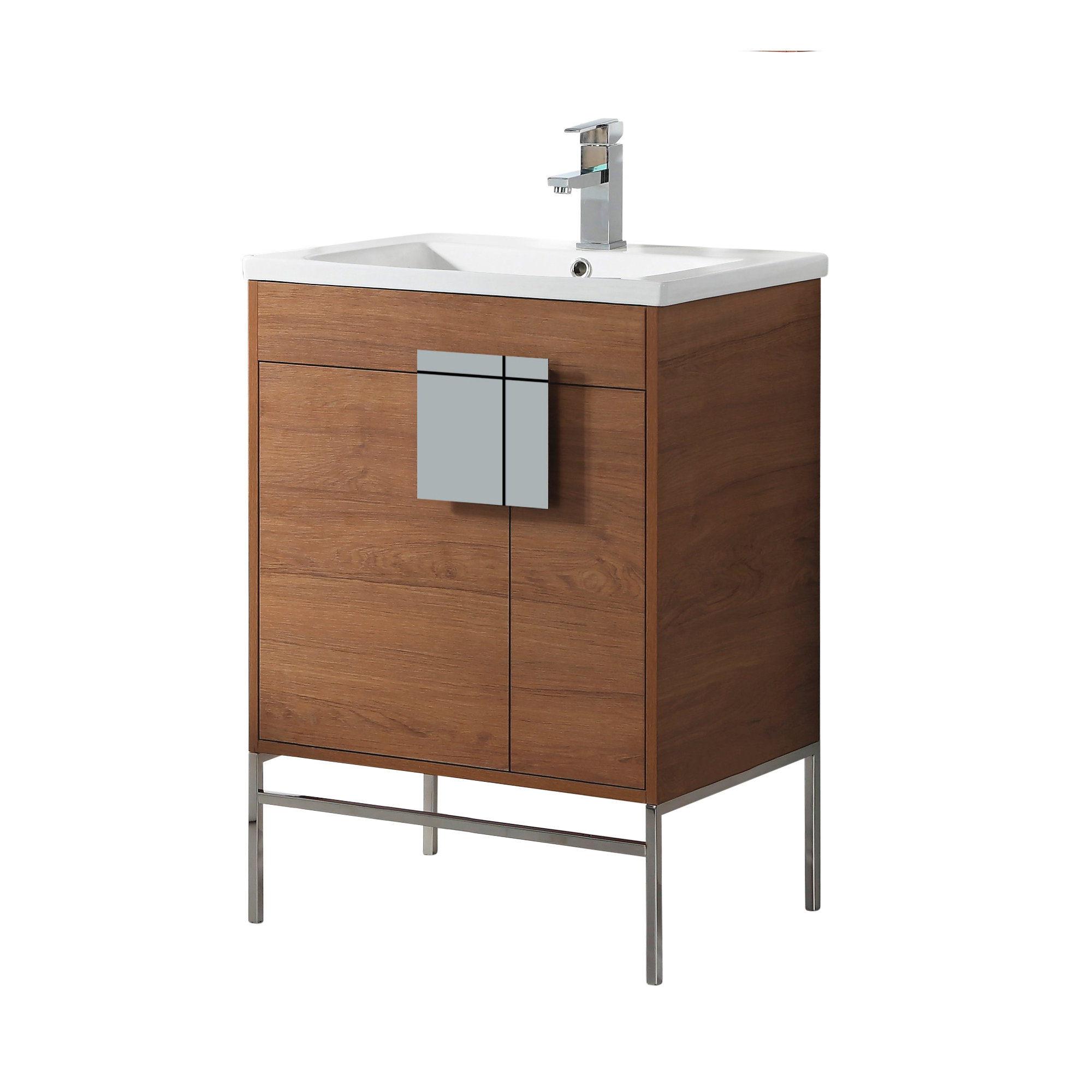 Maisie 24'' Single Bathroom Vanity, Walnut, Polished Chrome