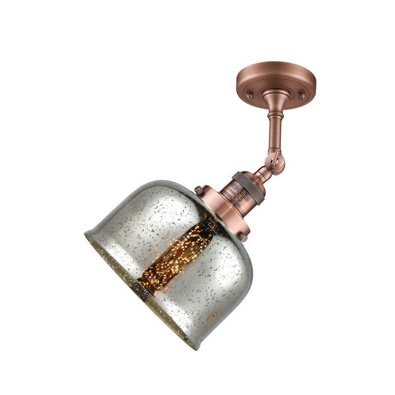 Handley Glass Semi Flush Mount, No Bulb Included, Antique Copper, Silver Mercury